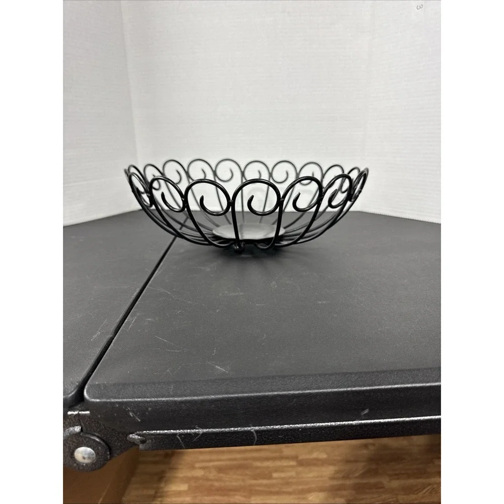 Metal‎ Fruit basket centerpiece black scroll